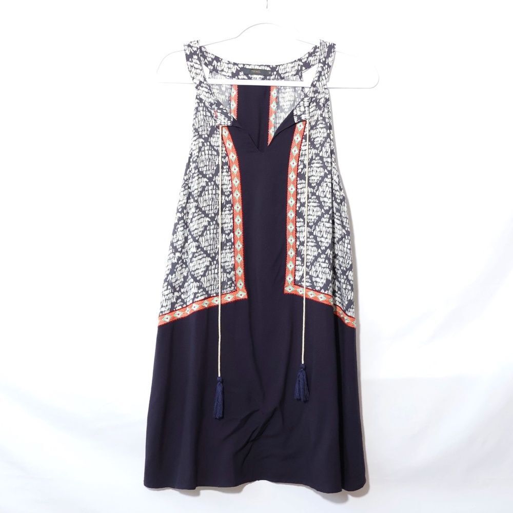 THML Blue Ornament Sleeveless Tank Top Blouse SIZE M